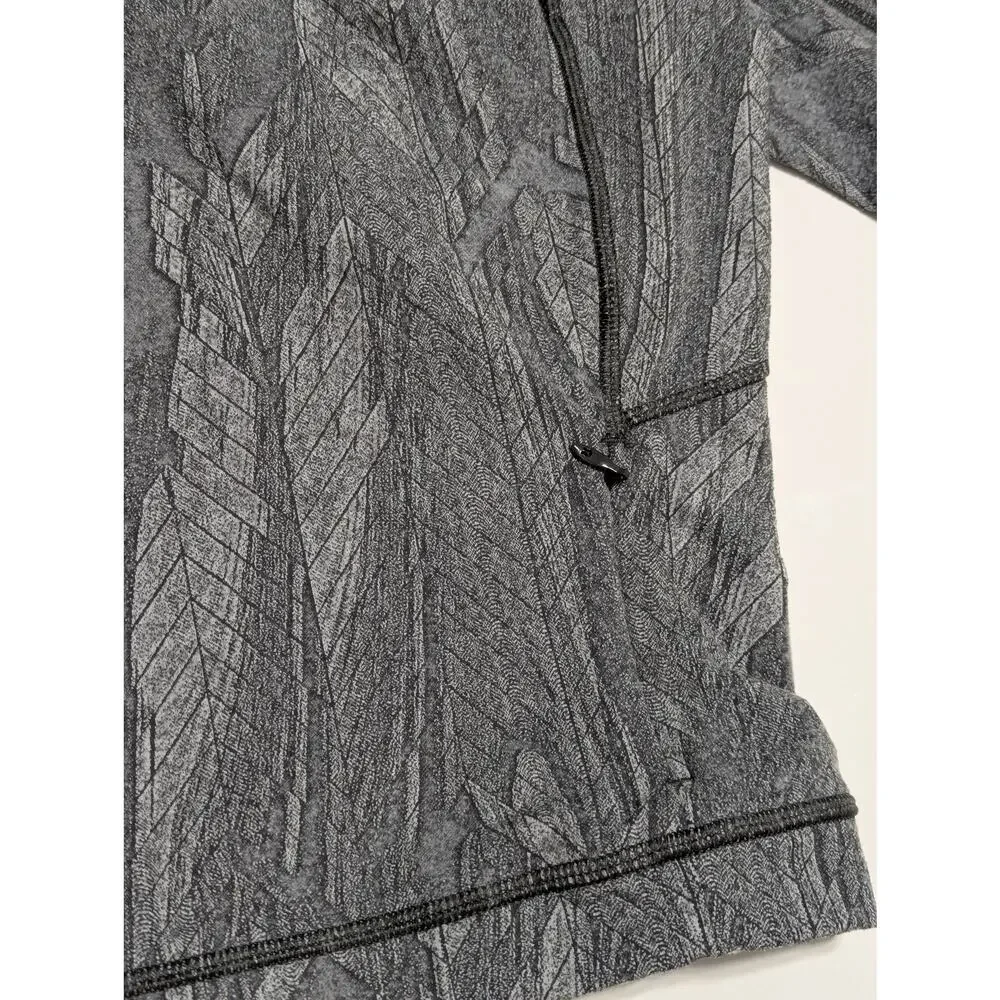 Lululemon Its Rulu Run Cropped Half Zip Jacket Pullover Reverberate Chevron Grey